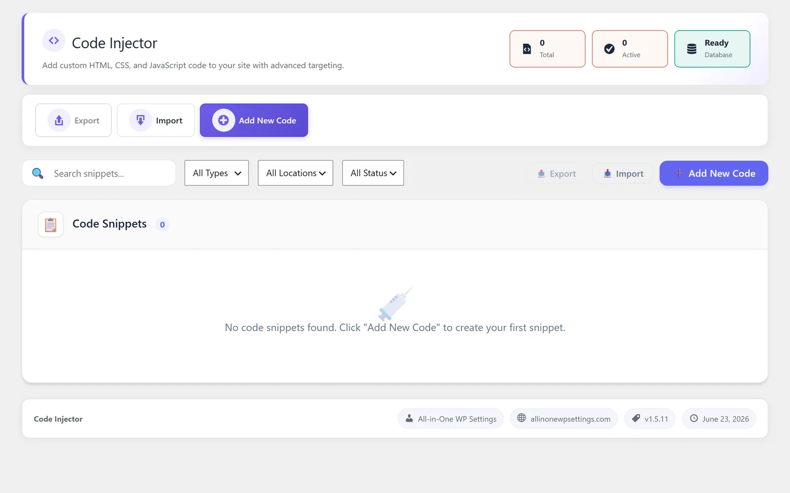 Code Injection module screenshot