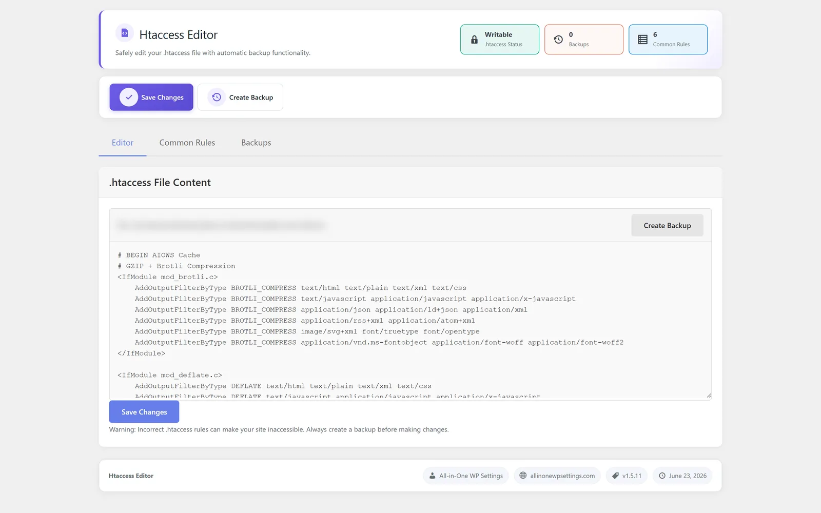 Htaccess Editor module screenshot