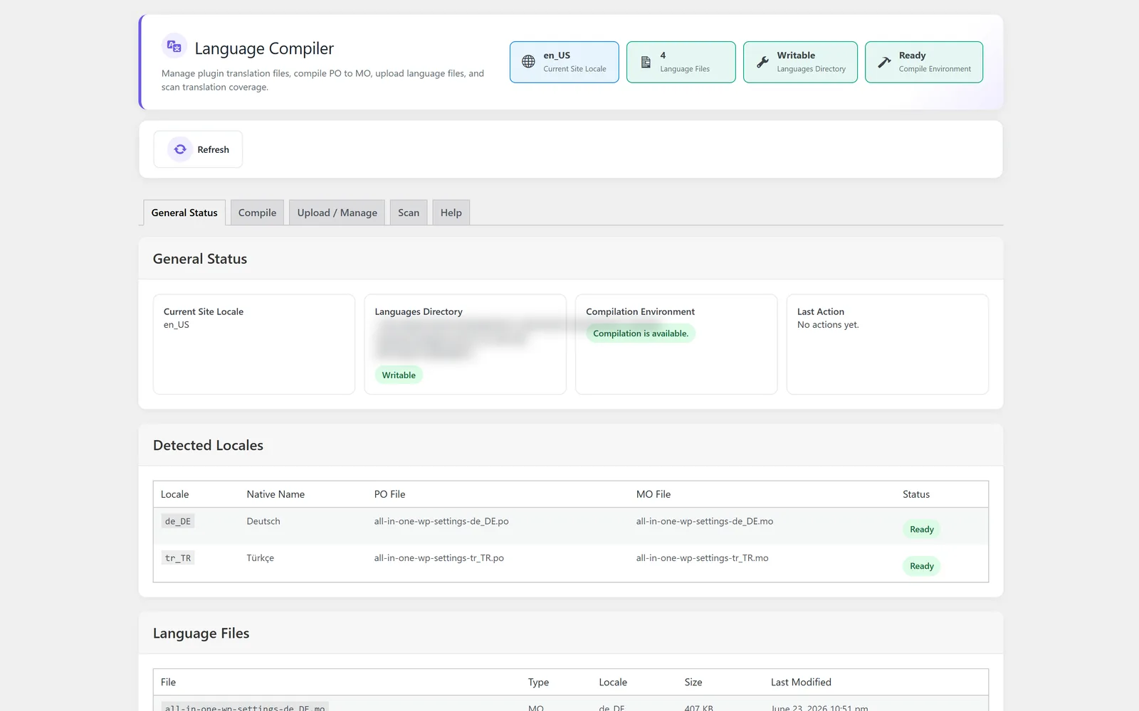 Language Compiler module screenshot