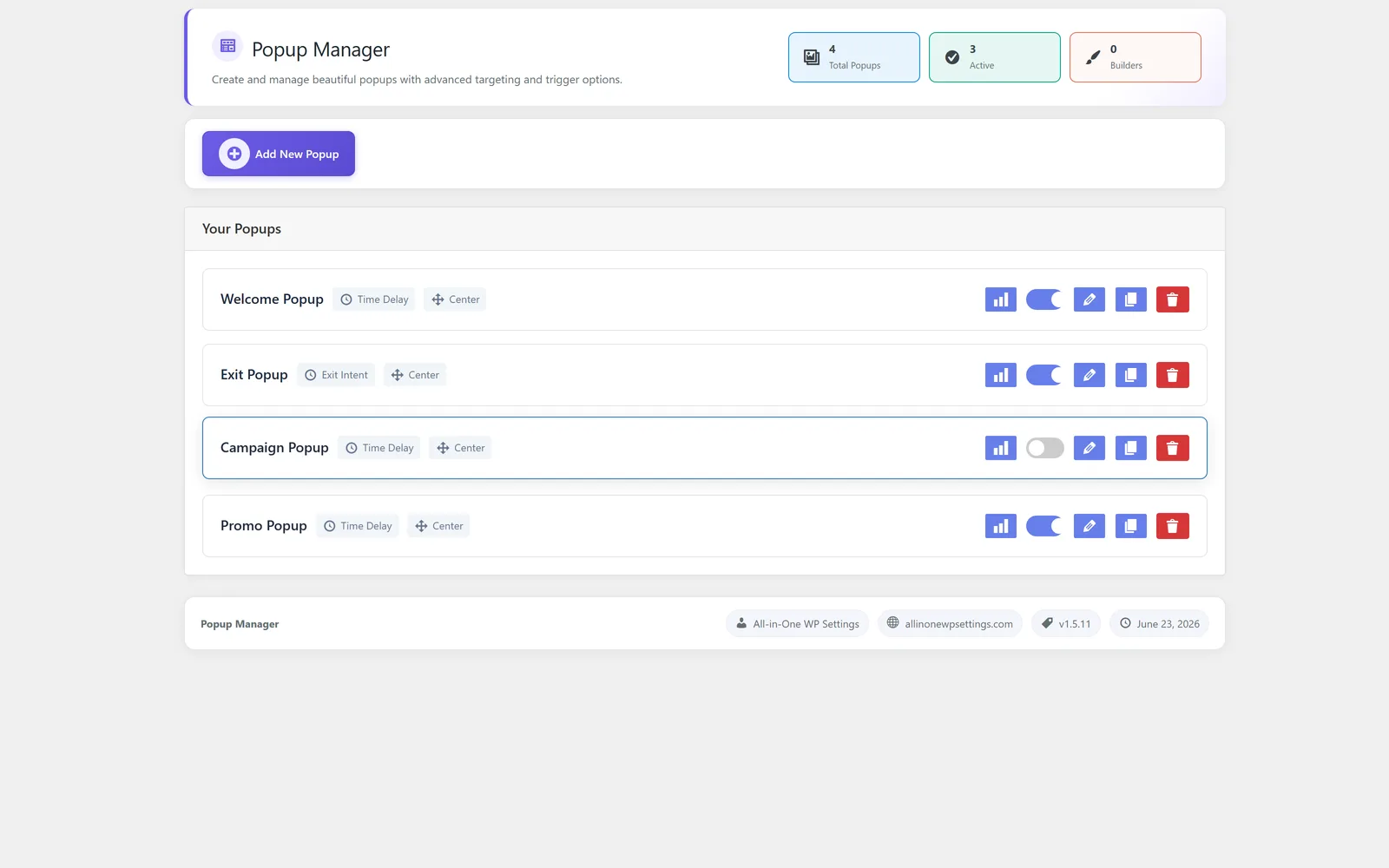 Popup Manager module screenshot