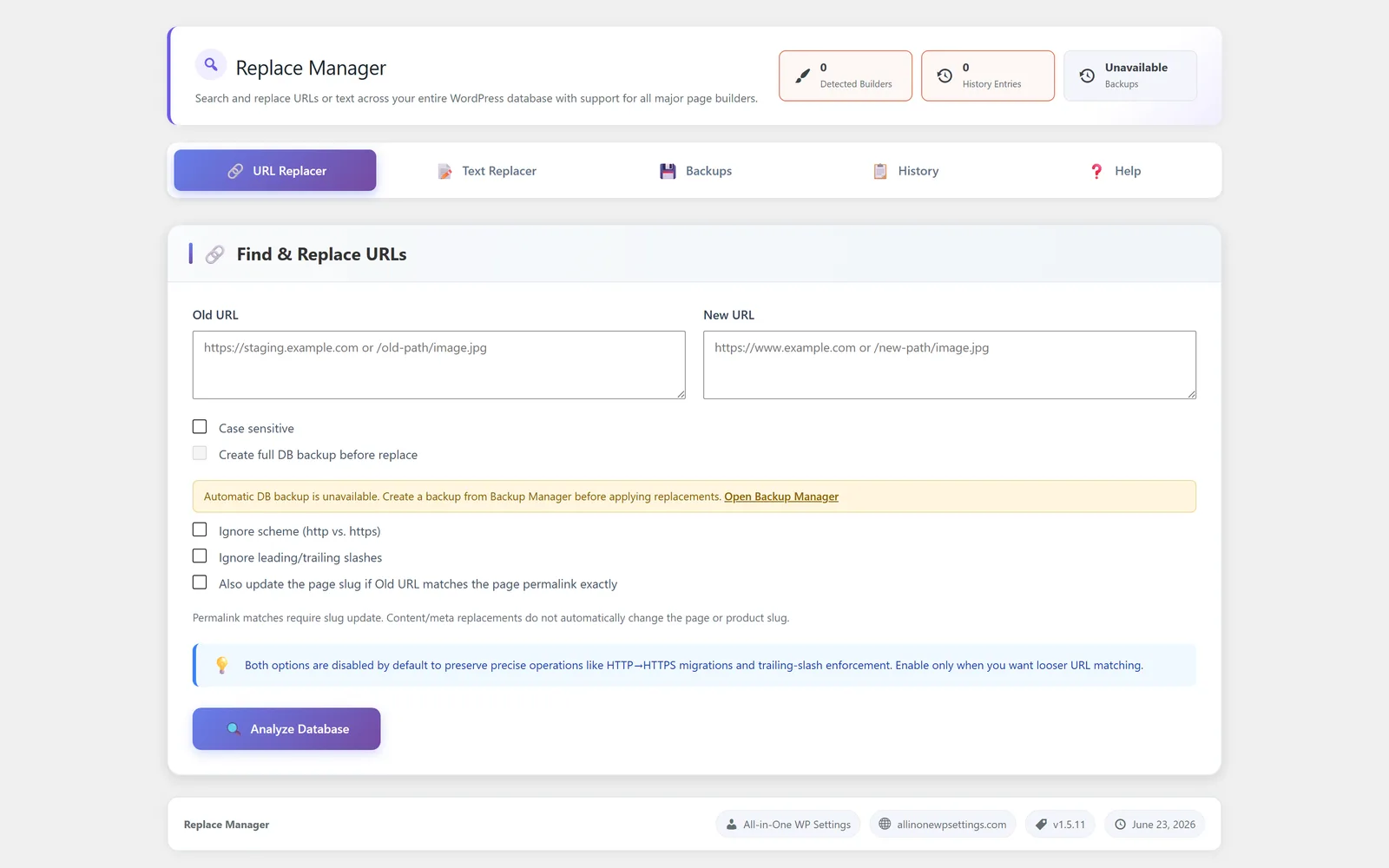 Replace Manager module screenshot