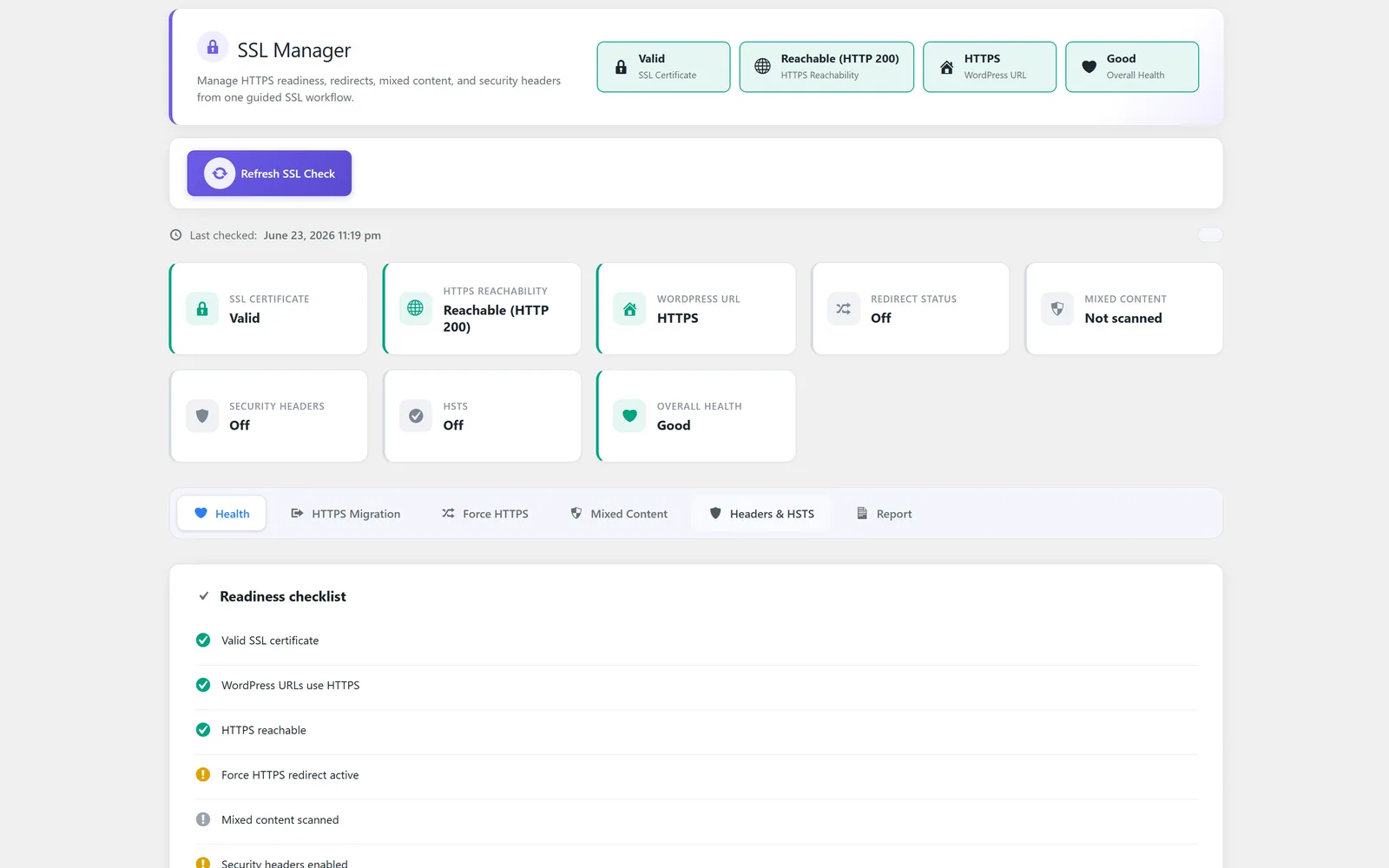 SSL Manager module screenshot